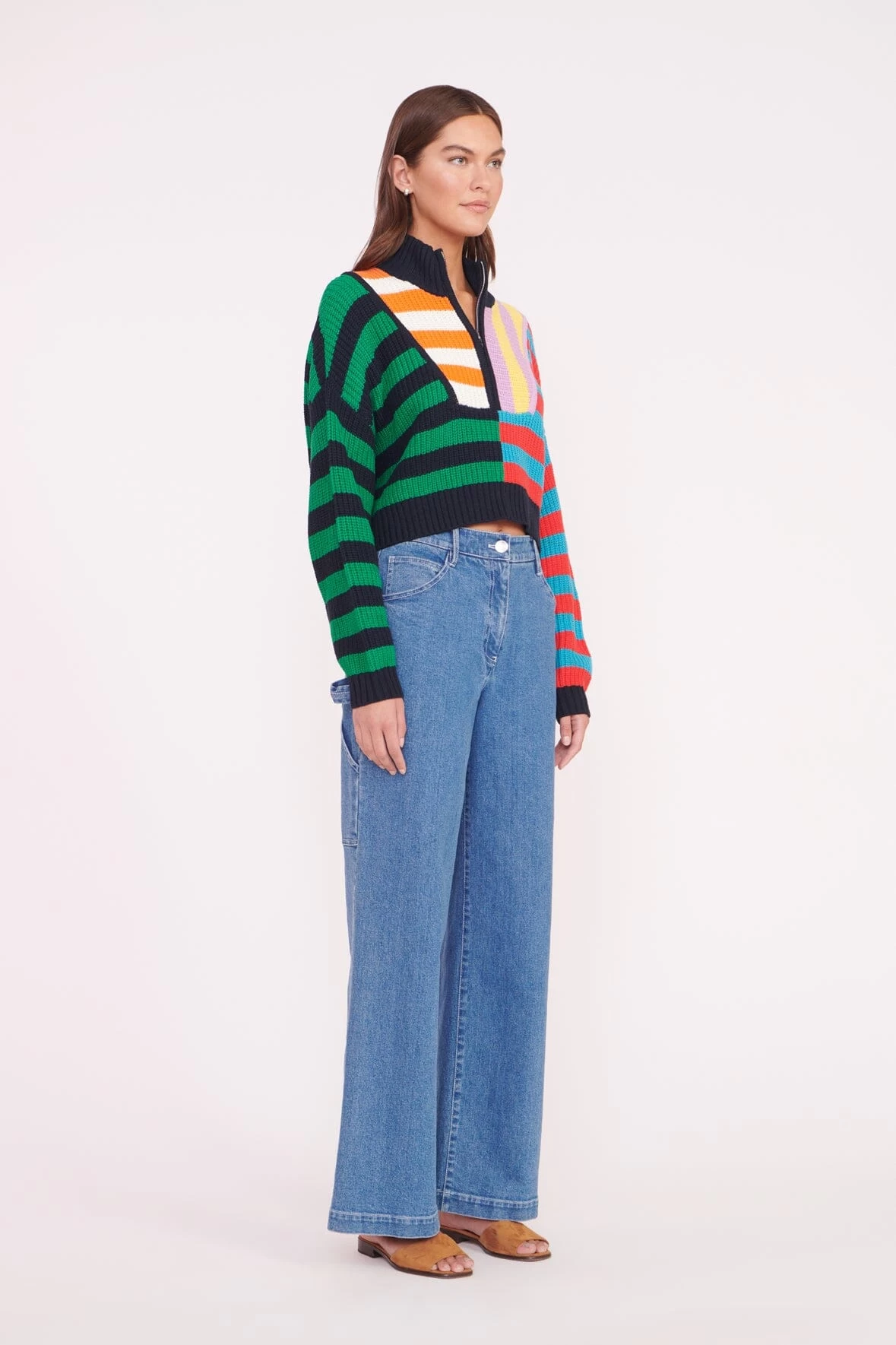 CROPPED HAMPTON SWEATER | CABANA STRIPE MULTI 3 CROPPED HAMPTON SWEATER | CABANA STRIPE MULTI - Image 3