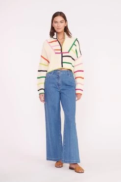 CROPPED HAMPTON SWEATER | CREAM RAINBOW MULTI -Chic Style Shop CROPPED HAMPTON CREME RAINBOW MULTI 01610 web