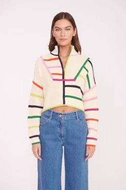 CROPPED HAMPTON SWEATER | CREAM RAINBOW MULTI -Chic Style Shop CROPPED HAMPTON CREME RAINBOW MULTI 01627 web