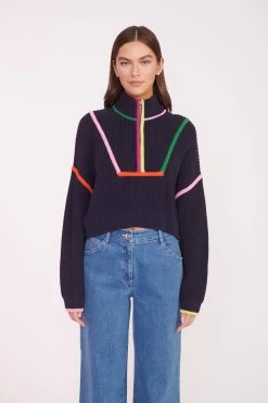 CROPPED HAMPTON SWEATER | NAVY MULTI -Chic Style Shop CROPPED HAMPTON NAVY MULTI 01560 web