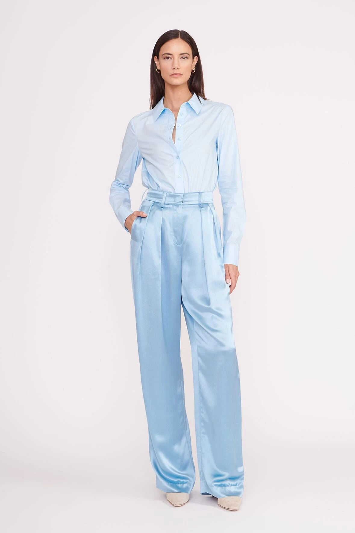 LUISA PANT | FRENCH BLUE SATIN 4 LUISA PANT | FRENCH BLUE SATIN - Image 4