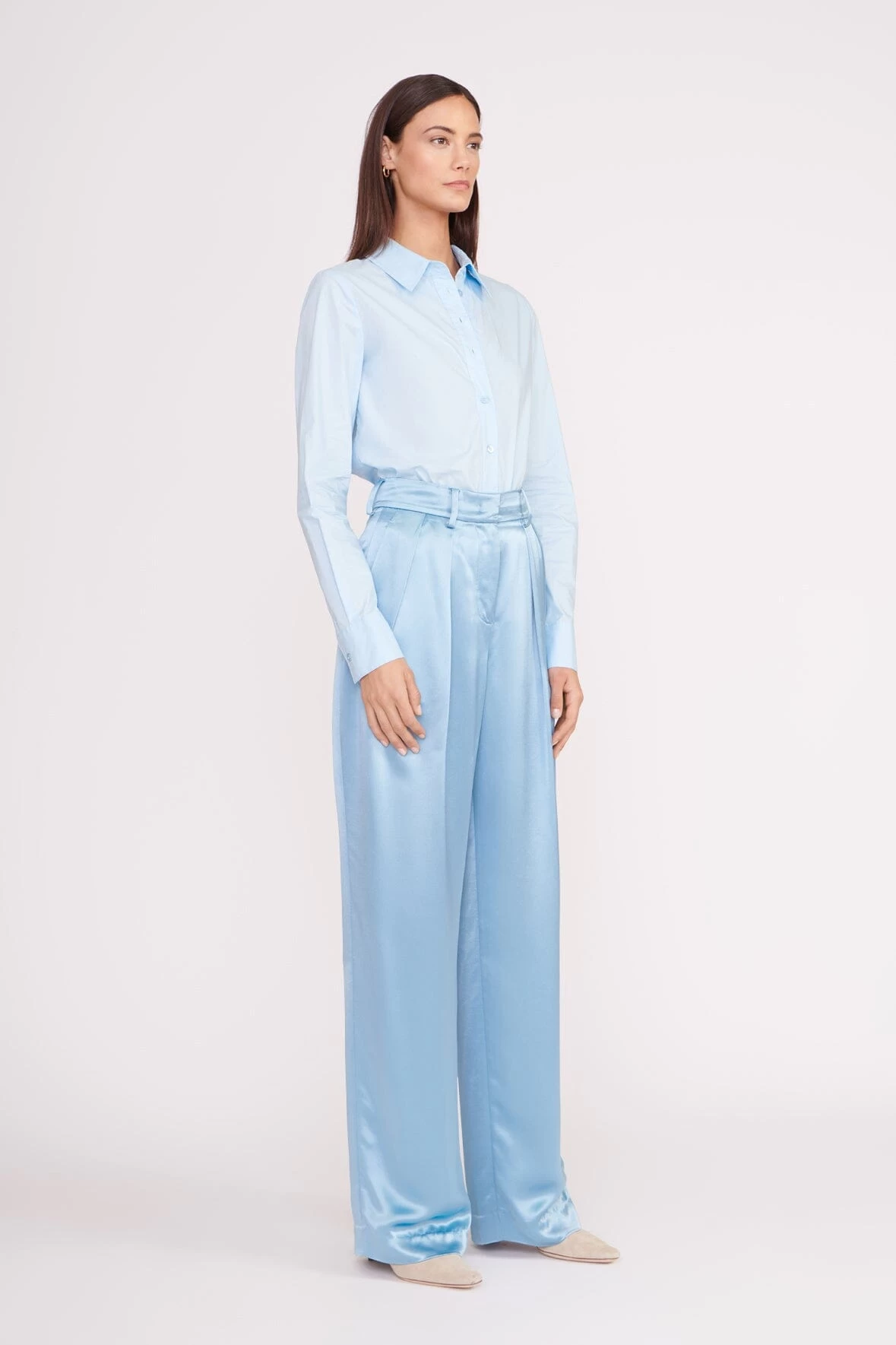 LUISA PANT | FRENCH BLUE SATIN 2 LUISA PANT | FRENCH BLUE SATIN - Image 2