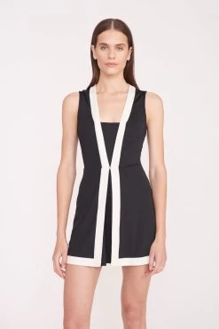 CROSS-COURT DRESS | BLACK IVORY -Chic Style Shop Cross Court Dress Ivory Black 029 01597 web