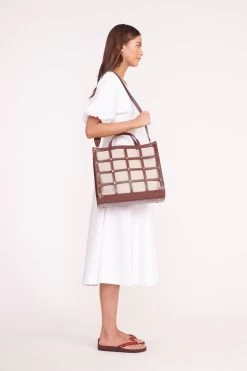 EMMA TOTE | MAHOGANY NATURAL 16 EMMA TOTE | MAHOGANY NATURAL -Chic Style Shop FINLEY DRESS WHITE ANDRE SLIDE CLOVE CORAL 01567 web