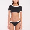 LILY SHORT SLEEVE BIKINI TOP | BLACK WHITE