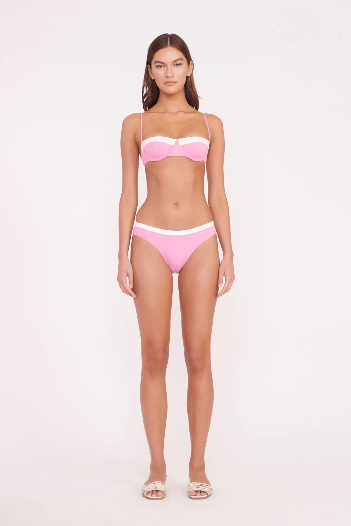 GEMMA BIKINI BOTTOM | CORAL PINK WHITE - Image 2