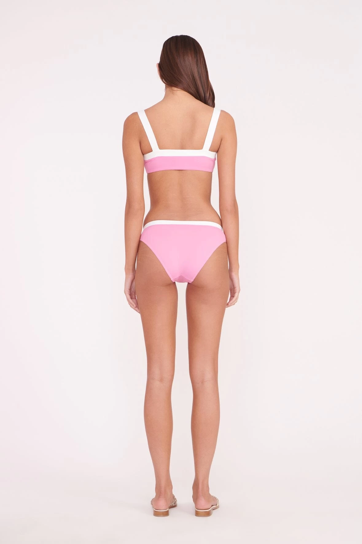 LIV BIKINI TOP | CORAL PINK WHITE - Image 4