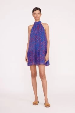 MARLOWE DRESS | LAPIS WAVY DOT