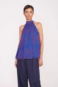 MARLOWE TOP | LAPIS WAVY DOT