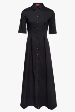 JOAN MAXI DRESS | BLACK -Chic Style Shop STAUD JOAN MAXI DRESS BLACK POPLIN FALL ECOM 21 1