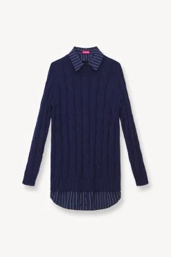 ALDRIN DRESS | NAVY PINSTRIPE -Chic Style Shop STAUD ALDRIN KNIT DRESS NAVY NAVY PINSTRIPE FALL 23 ECOM 1 1