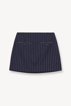 ANNETTE SKIRT | NAVY PINSTRIPE -Chic Style Shop STAUD ANNETTE SKIRT NAVY PINSTRIPE FALL 23 ECOM 1