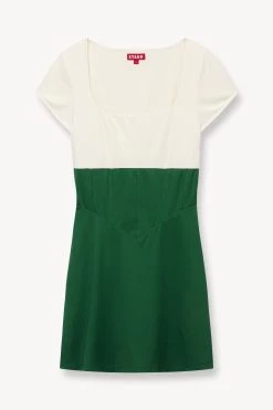 BACKSPIN DRESS | COURT GREEN IVORY -Chic Style Shop STAUD BACKSPIN DRESS IVORY GREEN SUPF 23 ECOM 1
