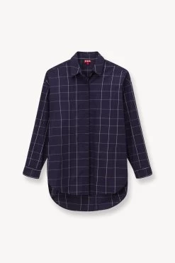 COLTON DRESS | NAVY PLAID -Chic Style Shop STAUD COLTON DRESS NAVY PLAID SUPF 23 ECOM 1