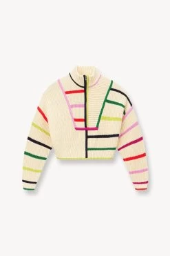 CROPPED HAMPTON SWEATER | CREAM RAINBOW MULTI -Chic Style Shop STAUD CROPPED HAMPTON SWEATER CREAM RAINBOW MULTI SUPF 23 ECOM 1 1