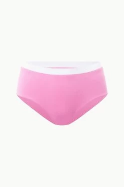 DEVON HIGH RISE BIKINI BOTTOM | CORAL PINK WHITE -Chic Style Shop STAUD DEVONHIRISEBIKINI BOTTOM CPWH SUPF 23 ECOM 1 1