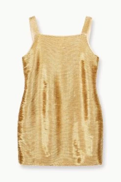 EVIE DRESS | GOLD -Chic Style Shop STAUD EVIE OCCASIONDRESS GOLD FALL 23 ECOM 1