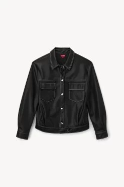 CUSTOM RYAN JACKET | BLACK -Chic Style Shop STAUD LEATHER PET JACKET BLACK FALL 22 ECOM 1