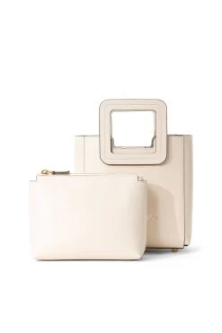 CUSTOM MINI SHIRLEY LEATHER BAG | CREAM -Chic Style Shop STAUD MINI SHIRLEY HANDBAG CREAM FALL 23 ECOM 5 web