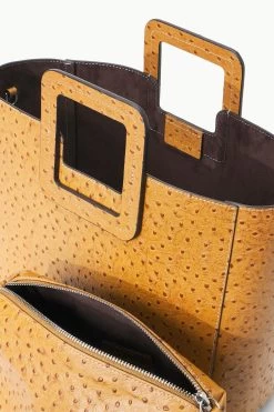 SHIRLEY LEATHER BAG | WALNUT OSTRICH EMBOSSED 10 SHIRLEY LEATHER BAG | WALNUT OSTRICH EMBOSSED -Chic Style Shop STAUD SHIRLEYLEATHER TOTE WALNUT FALL 23 ECOM 4