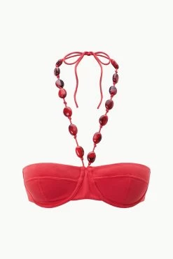 SYDNEY BEADED BIKINI TOP | RUBY -Chic Style Shop STAUD SYDNEYBIKINI TOP RUBY SUPF 23 ECOM 1 1