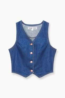 STAUD + WRANGLER THE VEST | DARK RINSE -Chic Style Shop STAUD THEVEST VEST DARKRINSE WRANGLER 23 ECOM 1