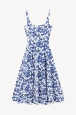 WELLS DRESS | BLUE TOILE -Chic Style Shop STAUD WELLS DRESS BLUE TOILE HOLIDAY 22 ECOM 1