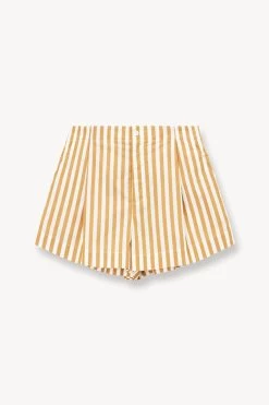 ZOEY SHORT | KHAKI STRIPE -Chic Style Shop STAUD ZOEY SHORT KHAKI STRIPE SUPF 23 ECOM 1
