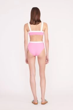 DEVON HIGH RISE BIKINI BOTTOM | CORAL PINK WHITE -Chic Style Shop Swim 001 00020 web