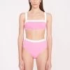 DEVON HIGH RISE BIKINI BOTTOM | CORAL PINK WHITE