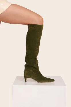 WALLY BOOT | OLIVE SUEDE -Chic Style Shop Wally Boot Olive 002 web