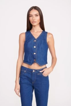STAUD + WRANGLER THE VEST | DARK RINSE -Chic Style Shop Wrangler 0755 web