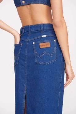 STAUD + WRANGLER THE PENCIL SKIRT | DARK RINSE 10 STAUD + WRANGLER THE PENCIL SKIRT | DARK RINSE -Chic Style Shop Wrangler 1048 web