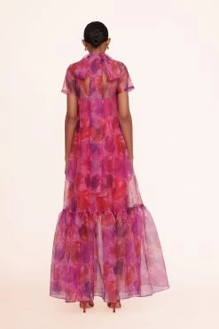 CALLUNA DRESS | MAGENTA PAINTED FLORAL -Chic Style Shop calluna dress magenta 00780 web