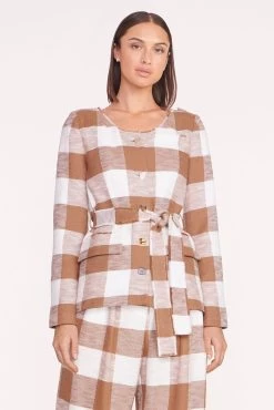 LUISA PANT | TOBACCO GINGHAM -Chic Style Shop charles blazer oat milk 02121 web 1