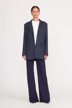 CITY BLAZER | NAVY PINSTRIPE -Chic Style Shop city blazer navy pinstripe 1