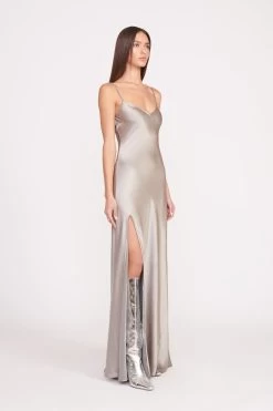ALEXA DRESS | SILVER SATIN -Chic Style Shop fall 23 0243 web