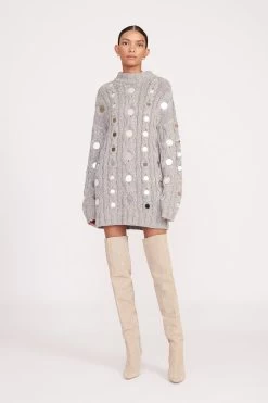 BEEHIVE MIRRORED SWEATER | HEATHER GREY -Chic Style Shop fall 23 1070 web