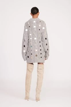 BEEHIVE MIRRORED SWEATER | HEATHER GREY -Chic Style Shop fall 23 1081 web
