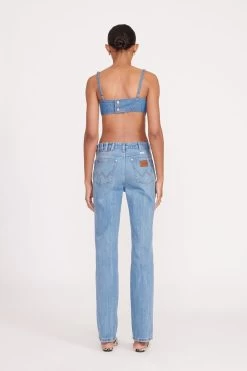 STAUD + WRANGLER THE JEAN BIKINI TOP | MID BLUE -Chic Style Shop fall 23 1914 web