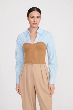 HAZEL TOP | CAMEL FRENCH BLUE