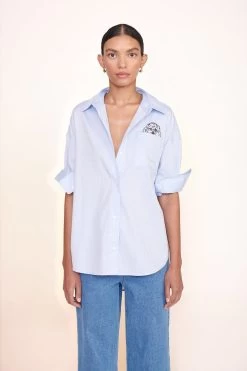 CUSTOM STAUD X C.BONZ CLASSIC OVERSIZED SHIRT | OXFORD BLUE -Chic Style Shop pet shirt denim 00900 web