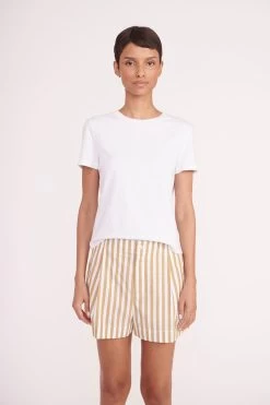 ZOEY SHORT | KHAKI STRIPE -Chic Style Shop zoey short khaki stripe 01379 web