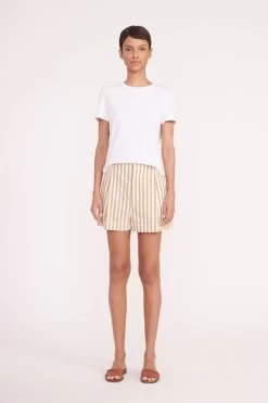 ZOEY SHORT | KHAKI STRIPE -Chic Style Shop zoey short khaki stripe 01380 web